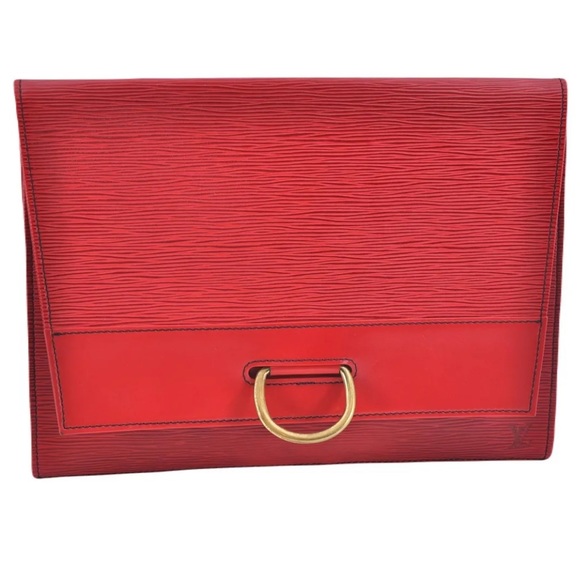 Auth Louis Vuitton Red LV Clutch Bag/Convertible chain shoulder strap - Picture 1 of 16